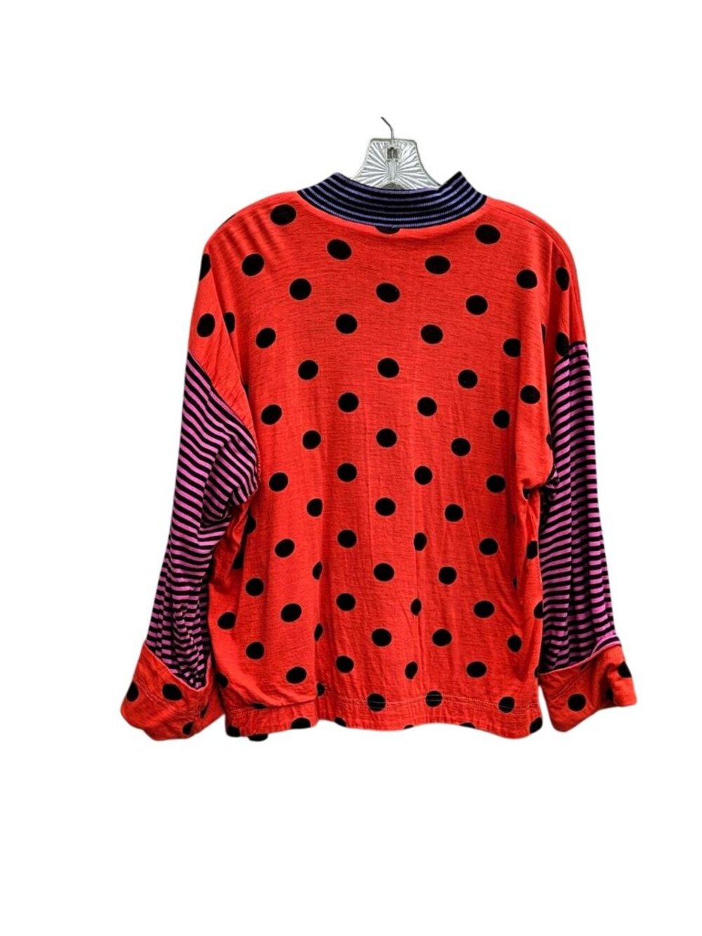 80s Reversible Polka Dot Stripe Graphic Cotton Top Unisex L/XL Mona Lisa - Picture 8 of 16